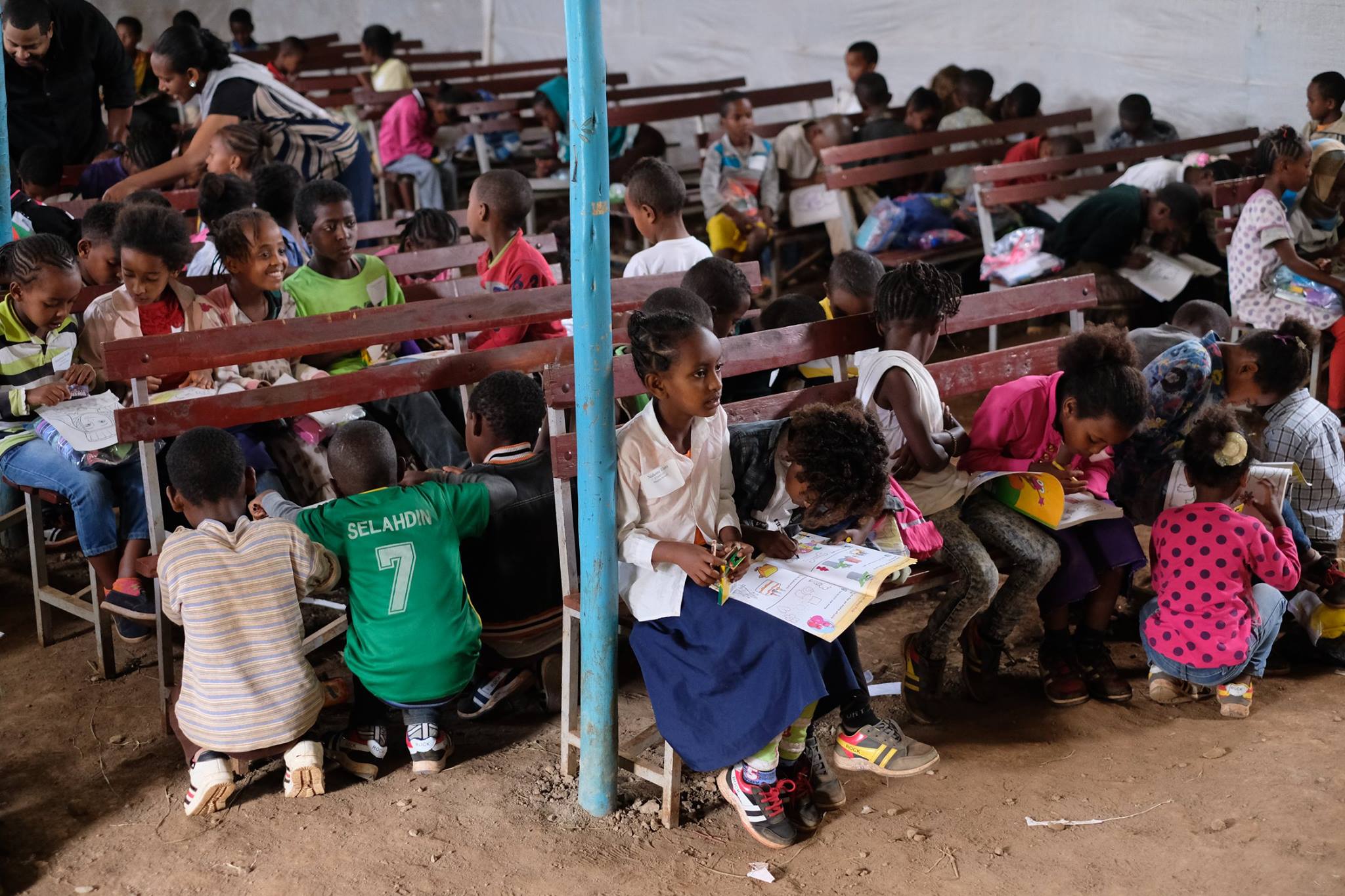 Children Coloring at CarePoint Site in Woliso, Ethiopia 