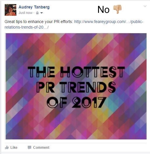 Example of incorrect use of links on Facebook