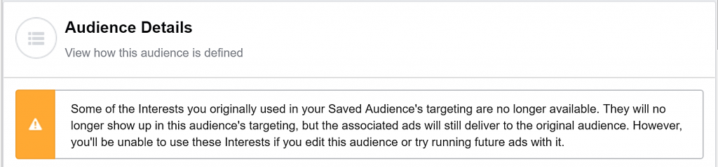 Facebook Targeting Audience Alert
