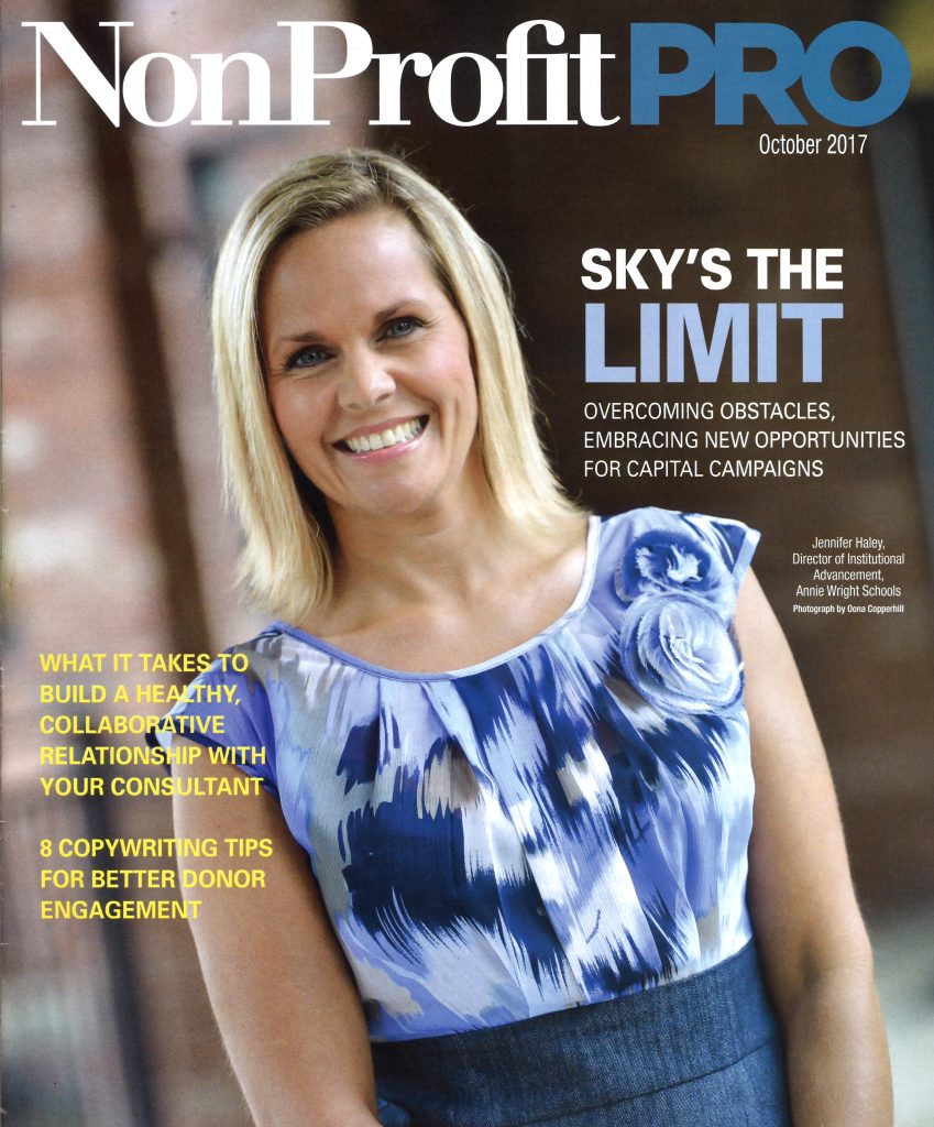 [Fresh Press] Jennifer Haley, Annie Wright's School on the cover of Nonprofit PRO magazine Oct 2017 issue