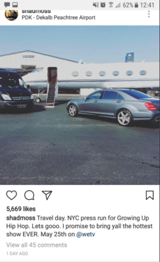 Social Media Trends 2018: Shad Moss' fake private jet