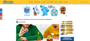 A screenshot of website with a yellow banner and white background, displaying images of a child in a yellow sweater and another child in a green sweater playing together at a tabletop.